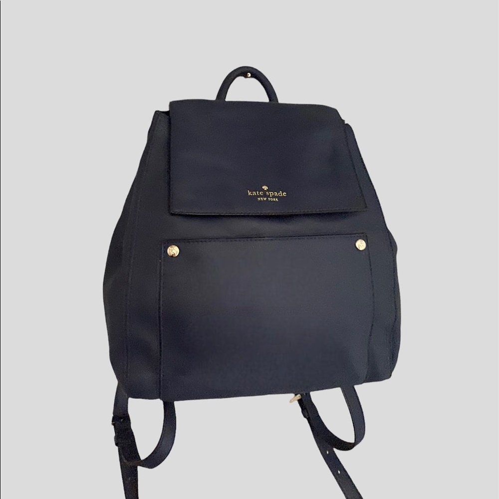 ♠️ Kate Spade ♠️ Hamilton Heights Cody Navy “Off Shore” Leather Backpack - Picture 2 of 8